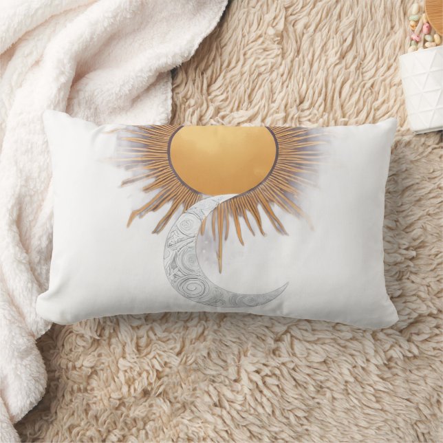Lombar Boho Gold Sun Moon Celestial Almofada de Arremesso (Cobertor)