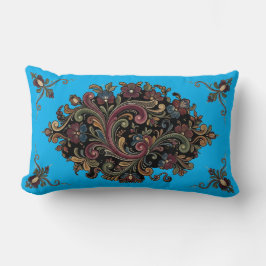 Lombar Elegante Almofada com Padrão Rosemaling Vintage