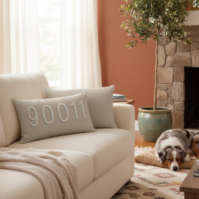 Lombar Faça Você Mesmo Almofada Bege Creme Com Código Pos (Stylish neutral color ZIP code lumbar pillow!)
