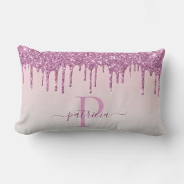 Lombar Glam Rosa Brilho Gotas Monograma Elegante Almofada