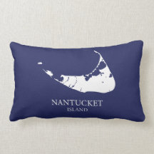Mapa da Ilha Nantucket azul marinho Almofada lomba