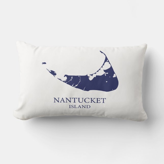 Lombar Mapa da Ilha Nantucket azul marinho Almofada lomba (Frente)