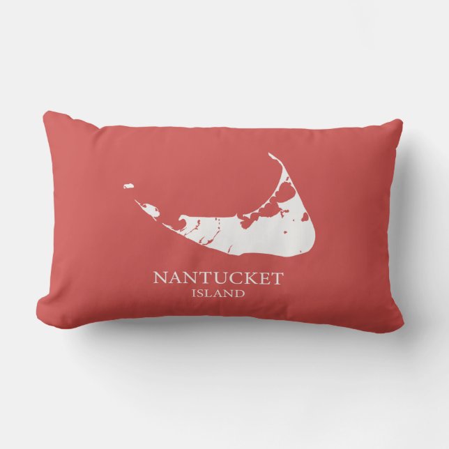 Lombar Mapa da Ilha Nantucket nantucket vermelho Almofada (Frente)