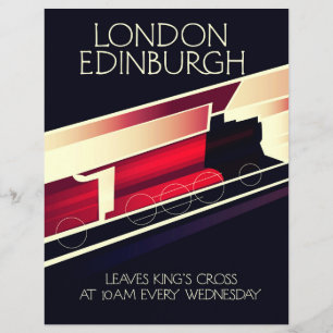 London Edinburgh Locomotive Vintage style poster