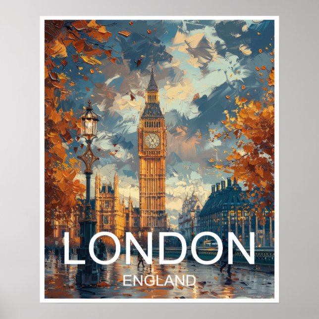 London England Poster de viagens Art Impressão Pos (Frente)
