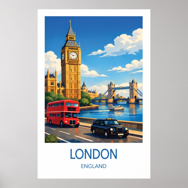 London England Travel Poster Vintage  (Frente)