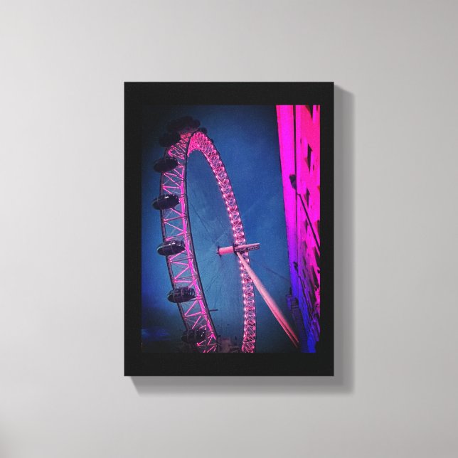 London Eye na noite Stretch Canvas Print (Frente)