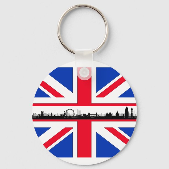 London Eye Skyline Union Jack Flag Chaveiro (Frente)