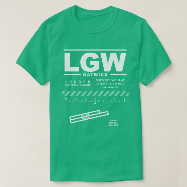 London Gatwick Airport LGW T-Shirt (Frente do Design)