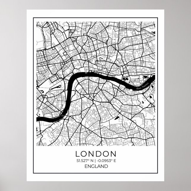 London Map Poster - Decor de Arte em Muro de Londr (Frente)