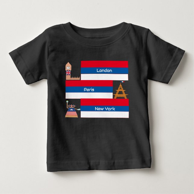 London Paris & N York Design T-Shirt (Frente)