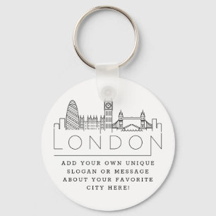 London Stylized Skyline Chaveiro de Slogan Perso