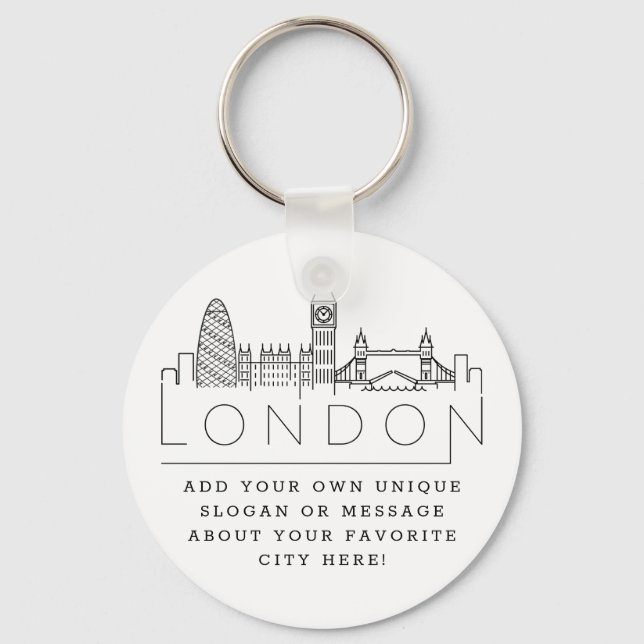 London Stylized Skyline | Chaveiro de Slogan Perso (Frente)