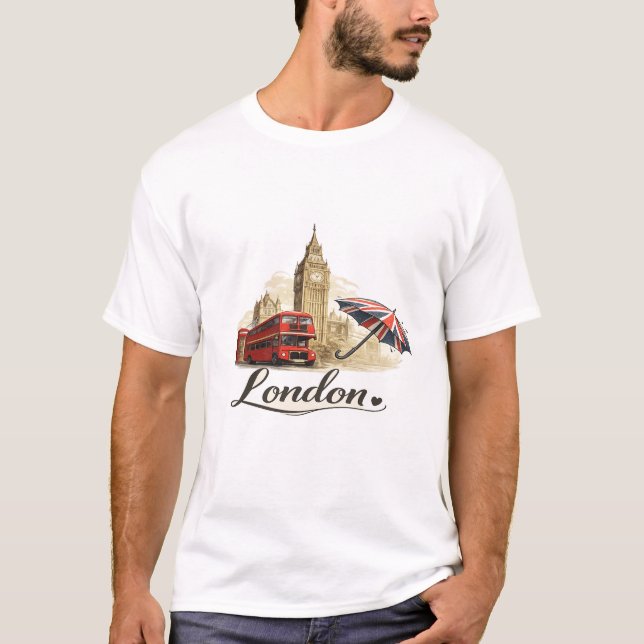 London Travel Graphic Men's T-Shirt  (Frente)