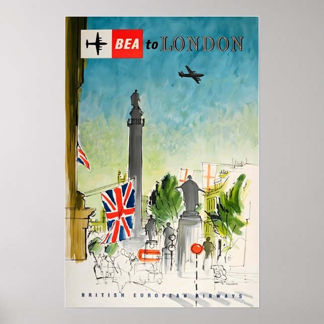 London Travel Poster England Art Print Tourism Ad  (Frente)