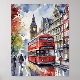 London Watercolor Art Impressão