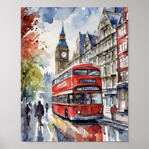 London Watercolor Art Impressão