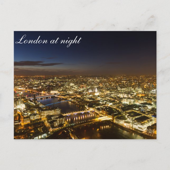 Londres à noite - Cartão postal da Aerial View (Frente)