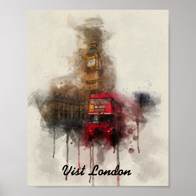 Londres big ben e red bus poster (Frente)