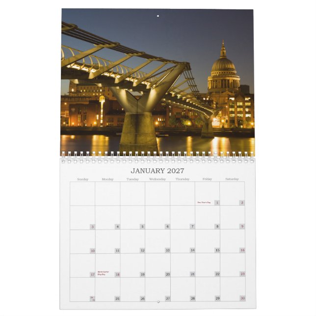 Londres - calendário dos tiros da noite (Jan 2027)