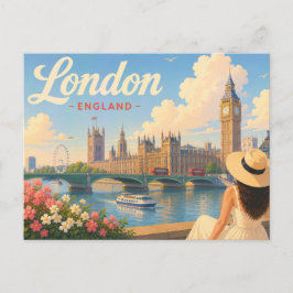 Londres - Cartão Postal de Viagem A Senhora no Cha