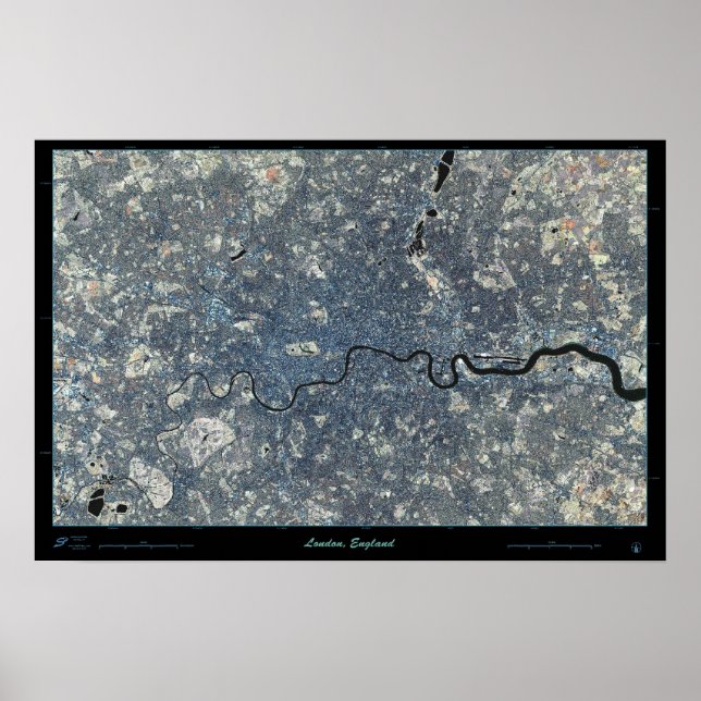 Londres, Inglaterra - poster por satélite (Frente)