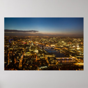 Londres na noite - poster da vista aérea