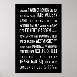 Londres - poster tipográfico, preto e branco