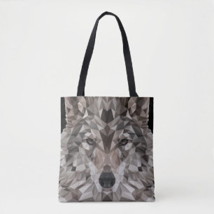 Lone Wolf Geométrico Portrate Tote Bag