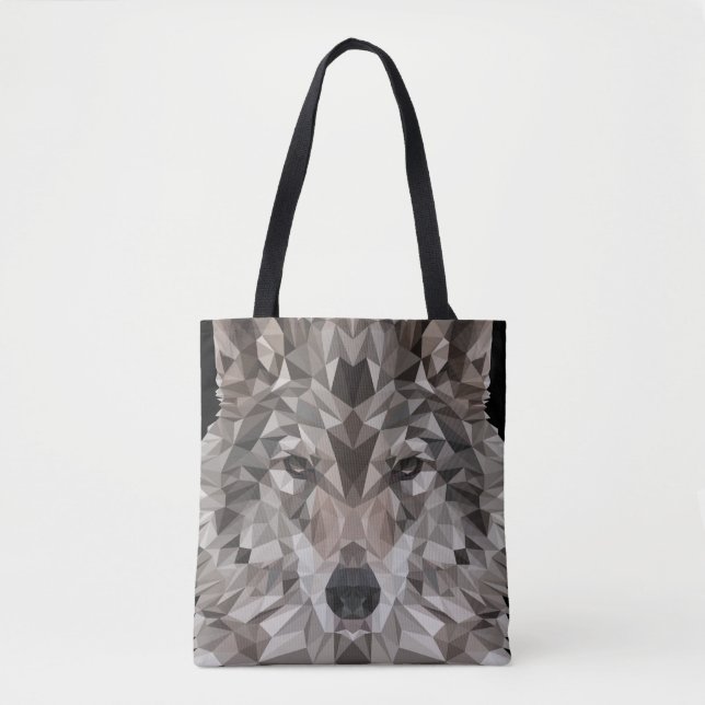 Lone Wolf Geométrico Portrate Tote Bag (Frente)