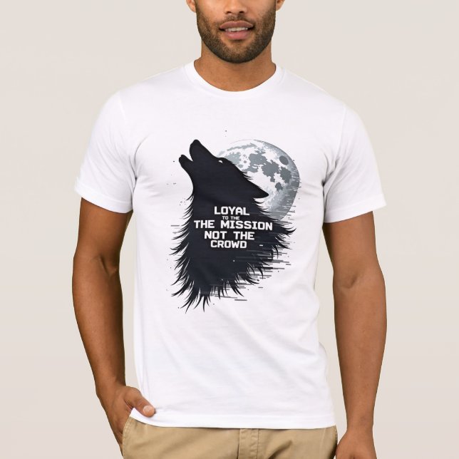 Lone Wolf Glitch Moon T-Shirt - Missão Sobre A Mul (Frente)