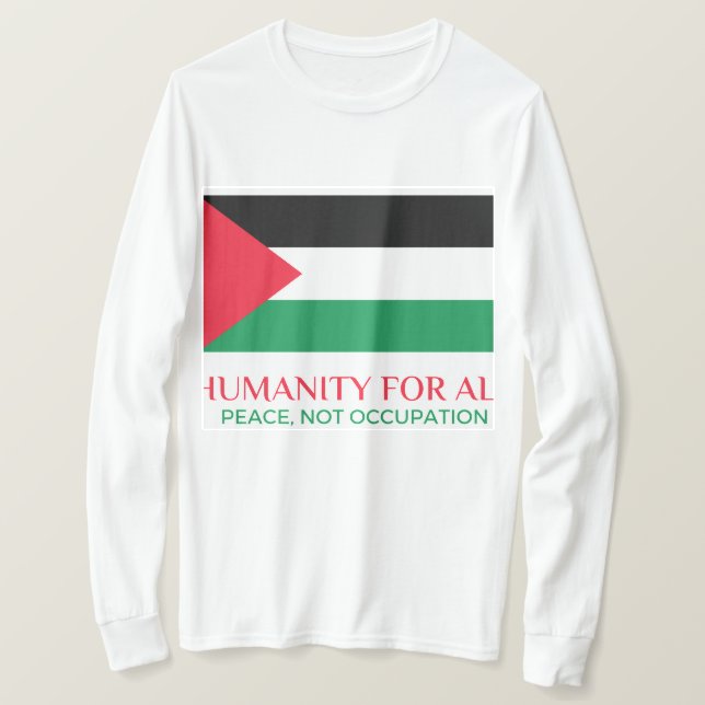 Longa manga Palestina Suporta T-Shirt (Frente do Design)