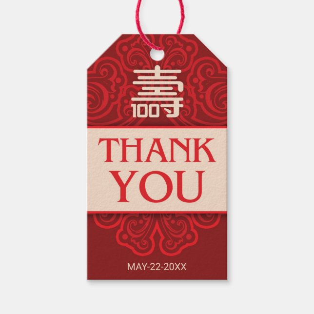 "Longevidade" Chinesa 100º Aniversário da Etiqueta (Frente)