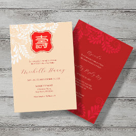 Longevidade Chinesa (Shou) Convite de Aniversário