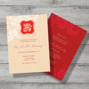Longevidade Chinesa (Shou) Convite de Aniversário