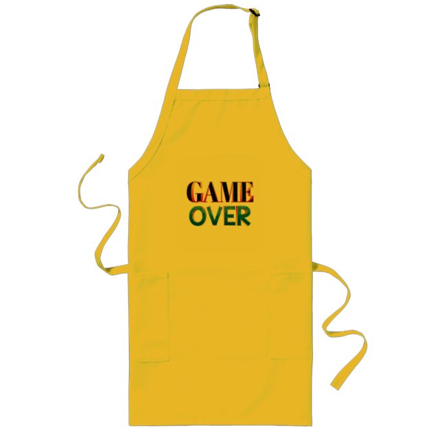 Longo Avental amarelo com "GAME OVER" impresso na frente (Frente)