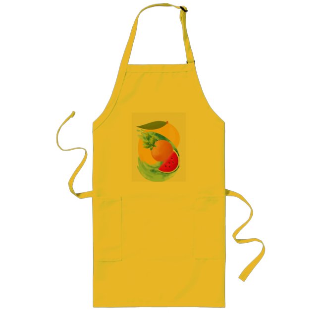 Longo Avental amarelo com logotipo de frutas (Frente)