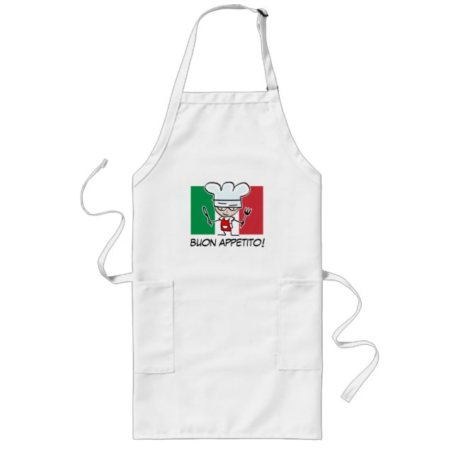 Longo Avental de churrasco de chef italiano com a bandei (Frente)