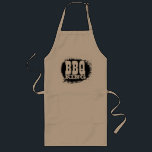 Longo Avental do rei do CHURRASCO para a cor bege dos<br><div class="desc">Avental do rei do CHURRASCO para o presente bege do assado da cor dos homens | para homens. A pia batismal ocidental antiquado/letras do vaqueiro com carvão vegetal enegrece o fundo.</div>