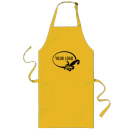 Longo Avental Uniforme Amarelo Comprido com Bolsos e Log