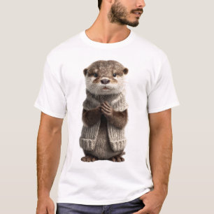 Lontra Adorável Vestindo Suéter de Tricô