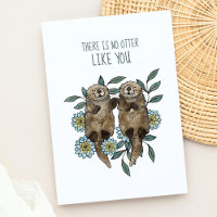 Lontra Fofa Pensando em Você Cartão Postal