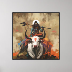 Lord Shiva sobre a Arte de Muro de Canvas Nandi