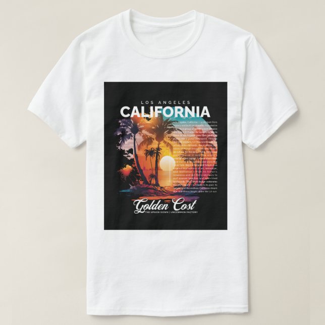 Los Angeles California T-Shirt – Golden Coast Vibe (Frente do Design)