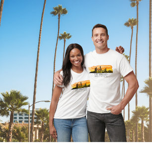 Los Angeles Skyline Latitude e Longitude T-Shirt