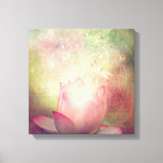 Lotus Flower e Dragonflies Canvas