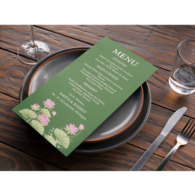 Lotus Flower Wedding Menu Card (Criador carregado)