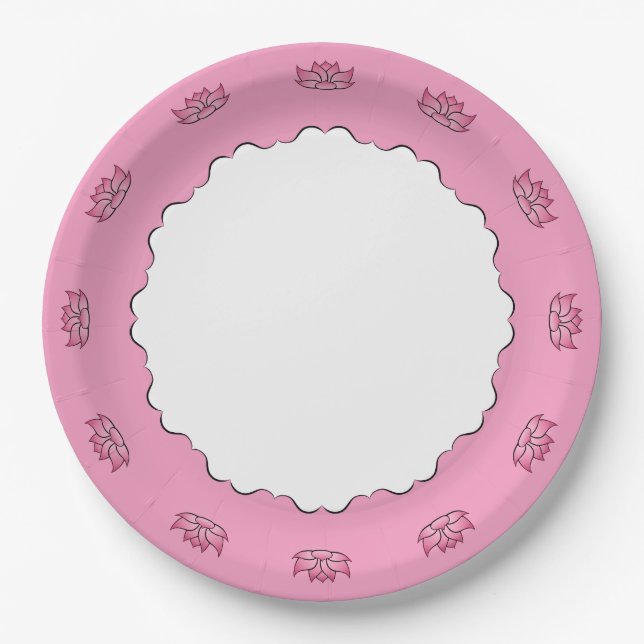 Lótus Primoroso em Prato de Papel Rosa (Frente)