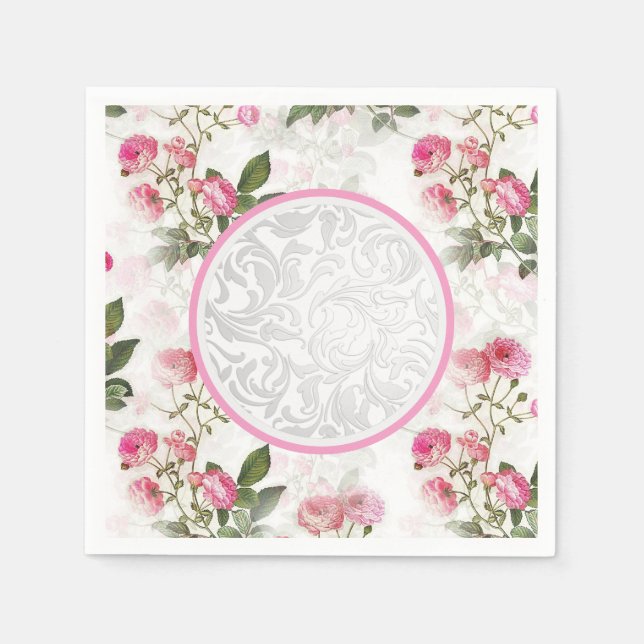 Louça de festa vitoriana guardanapo de papel flora (Frente)