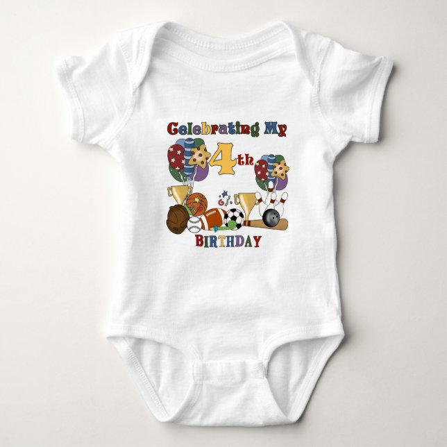 Louco para o Esporte 4.º aniversário T-shirts e pr (Frente)